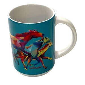 Colorado Modern Art Horses Mug Equine Made in Thailand Two Tone Coffee‎ Cup Gift